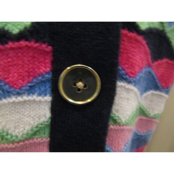 Talbots V Neck Cardigan NWT Scallop Stripe Sweater Button Front Retail $99 Sz SP - Picture 3 of 8